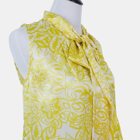 Cabi Size S 100% Silk Moonbeam Blouse Floral Yellow Tie Neck 801 - Picture 6 of 9